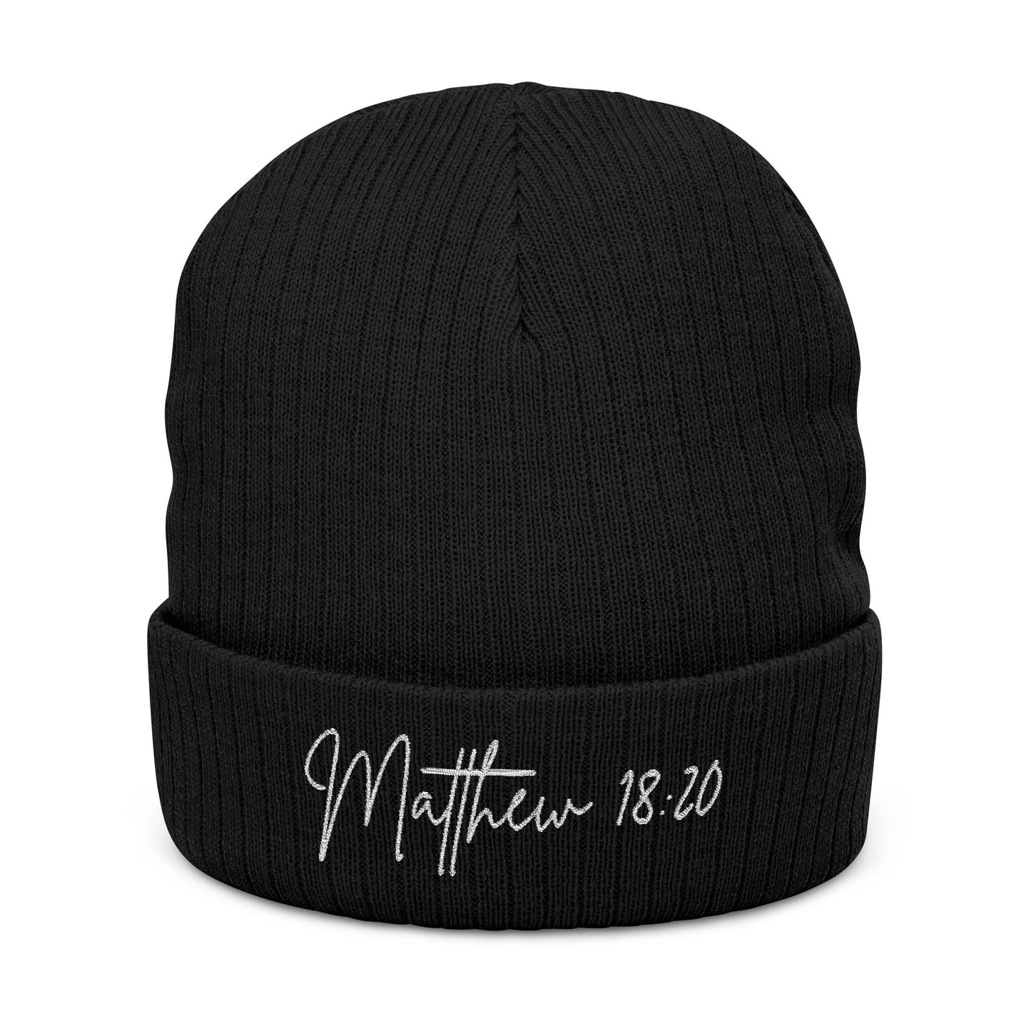 Matthew 18:20 Stylish Embroidered Knit Beanie