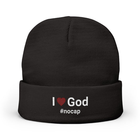 I Love God #nocap Embroidered Beanie