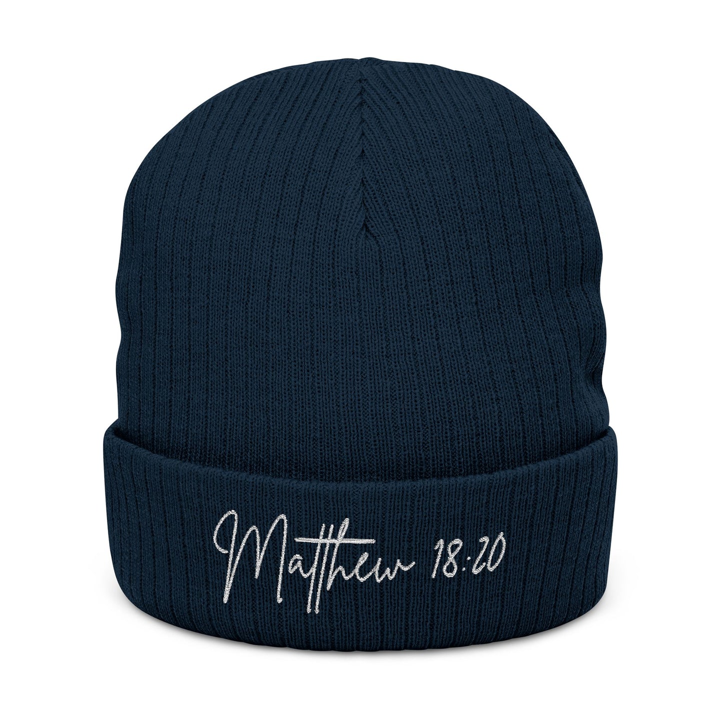 Matthew 18:20 Stylish Embroidered Knit Beanie